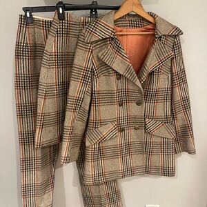 Vintage 1970s Wool Plaid 3Piece Suit Set UnionMade